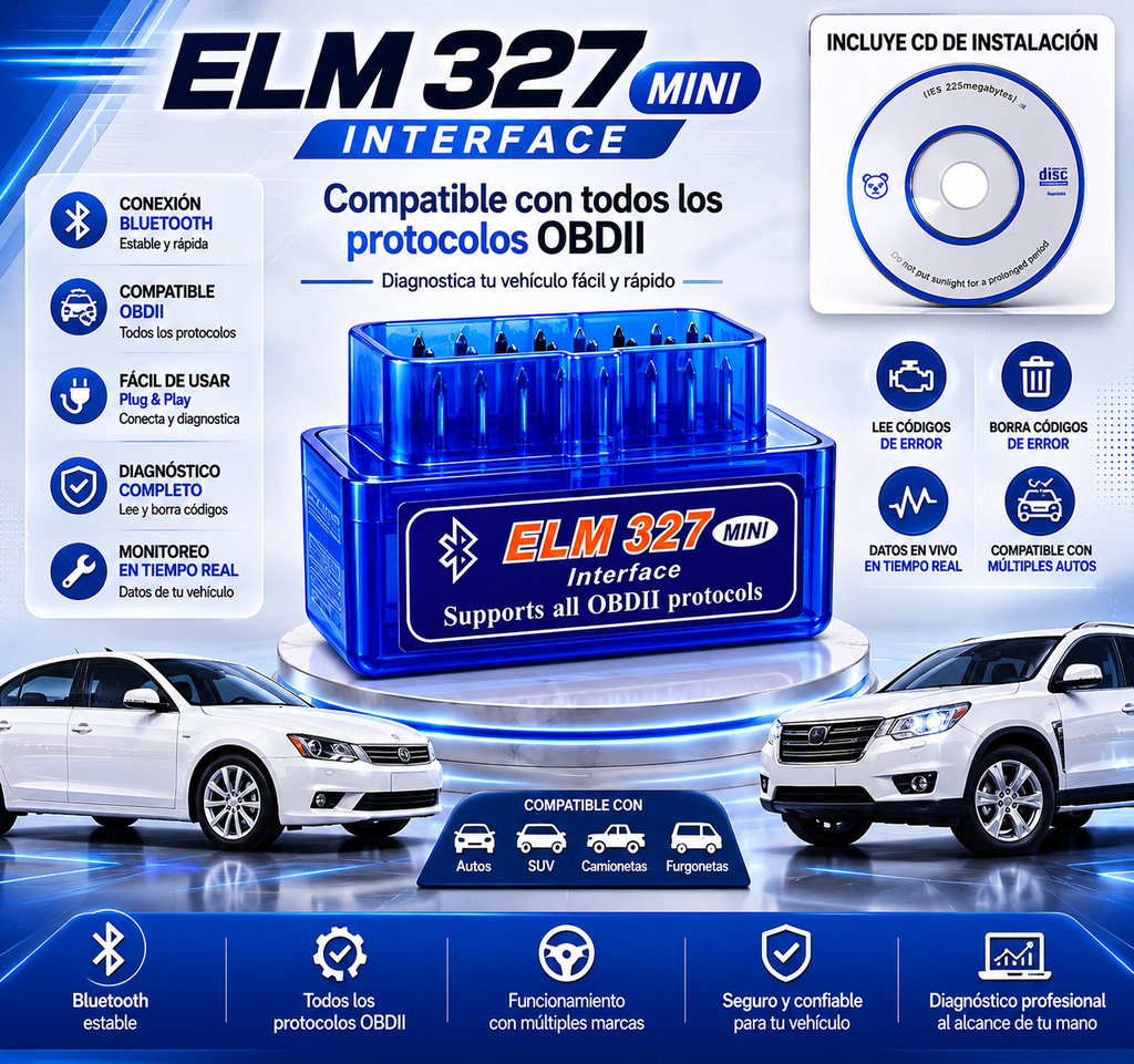 Mini Escáner de Diagnóstico para Autos + Envío Gratis