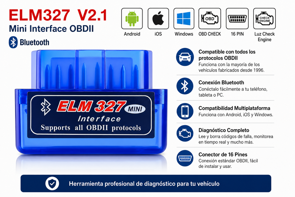 Mini Escáner de Diagnóstico para Autos + Envío Gratis