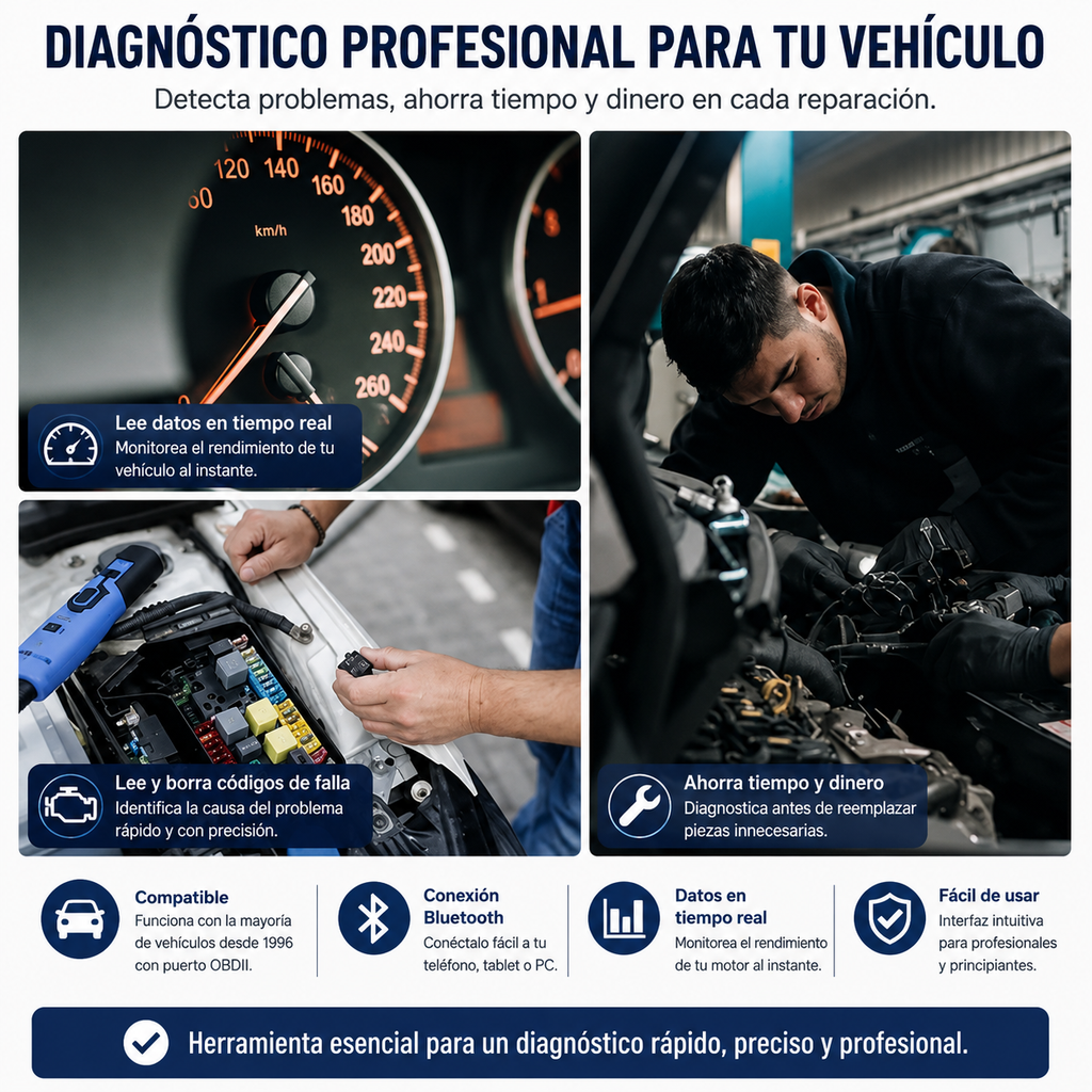 Mini Escáner de Diagnóstico para Autos + Envío Gratis