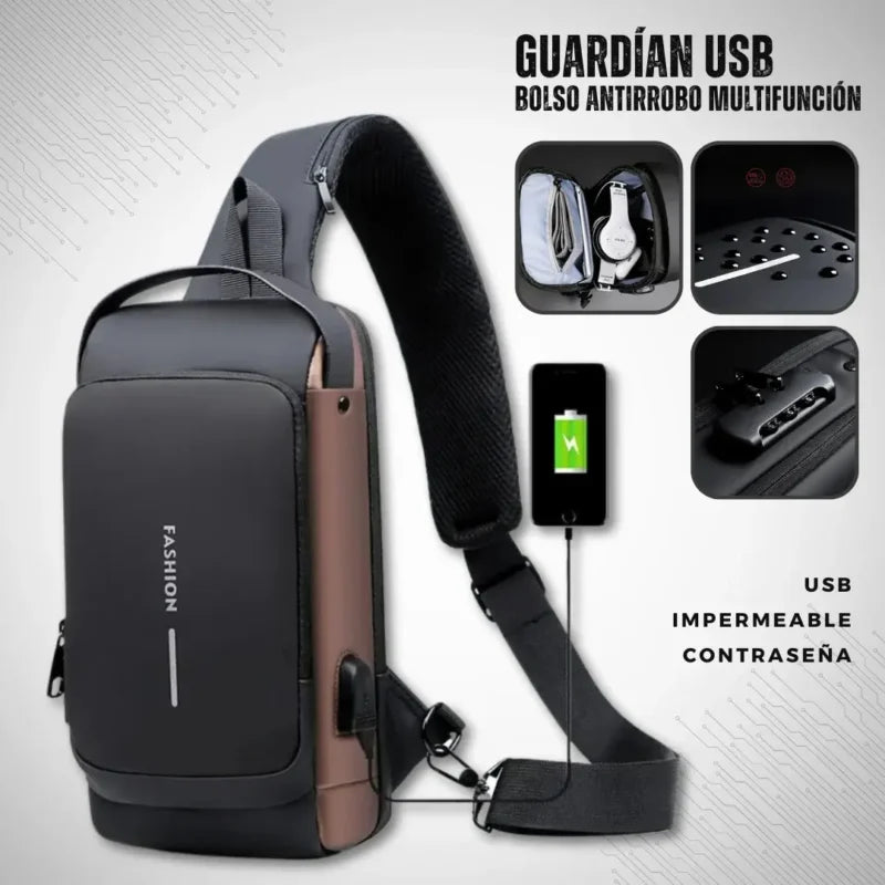 Bolso Anti-Robo Impermeable con Puerto USB