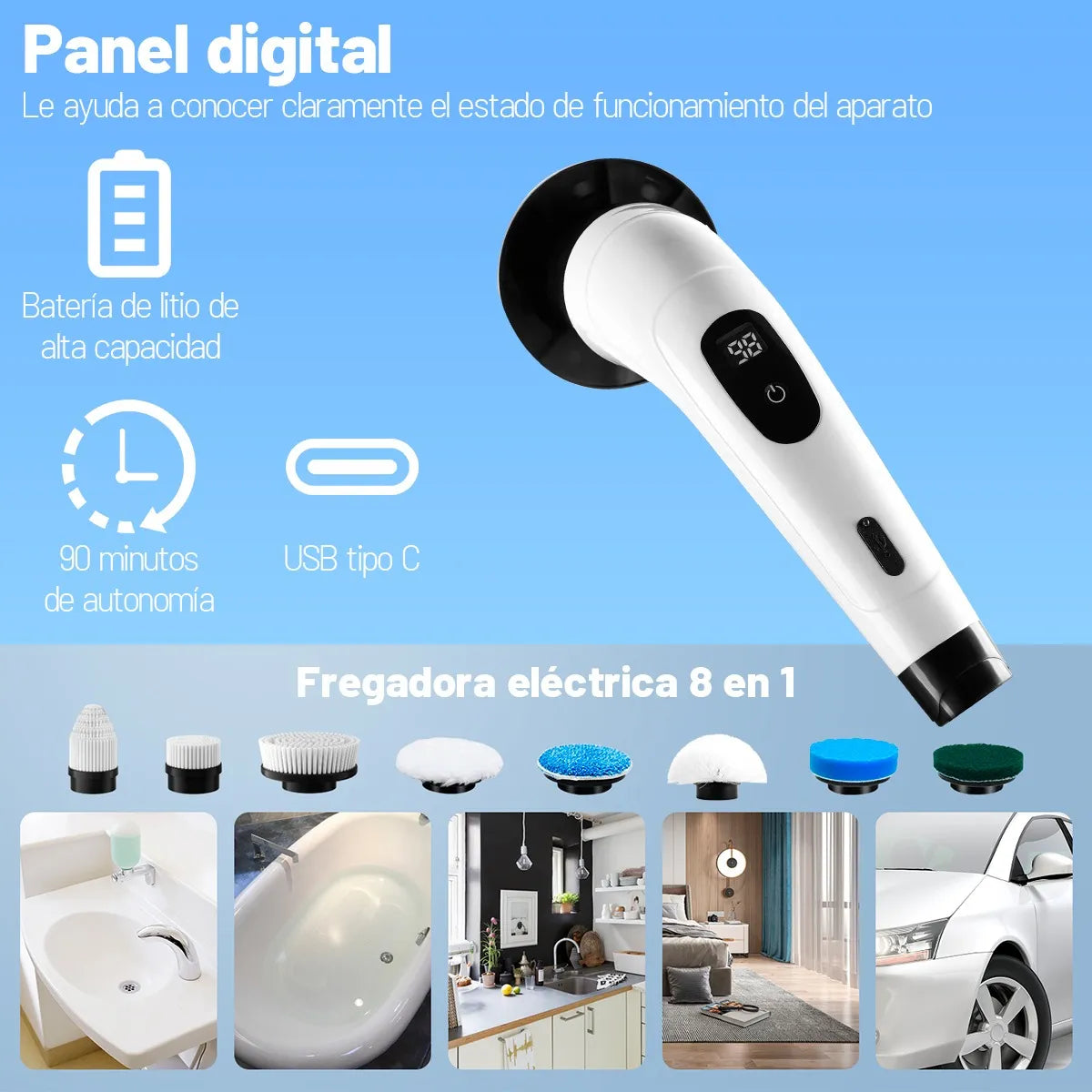 Cepillo Eléctrico 9 En 1 Para Limpiar